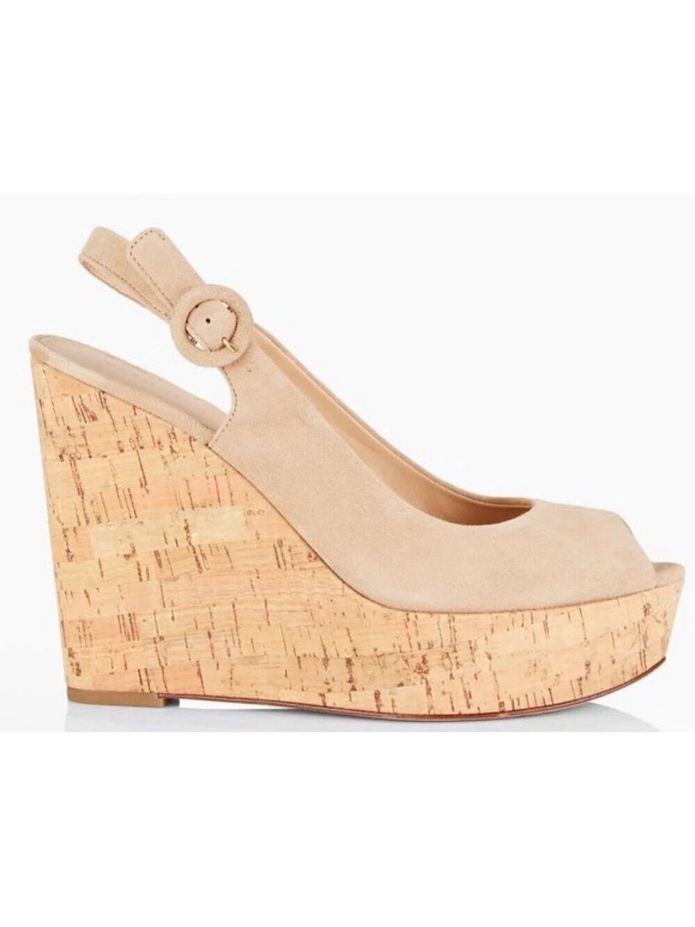 New Veronica Beard Beige Dali Peep Toe Platform Wedge Sandals 8.5